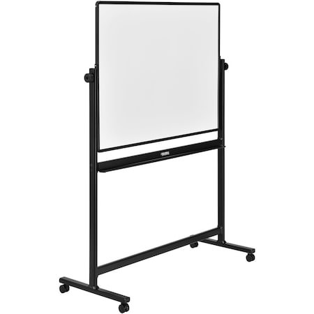 Rolling Magnetic Dry Erase Whiteboard, Double Sided Reversible, 48 X 36, Black Frame